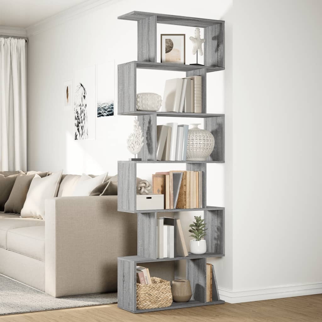 VidaXL Kamerscherm / boekenkast 6-laags 70x24x193 cm hout grijs sonoma