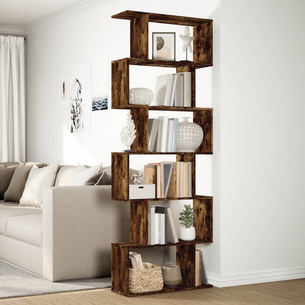 VidaXL Kamerscherm / boekenkast 6-laags 70x24x193 cm hout gerookt eik