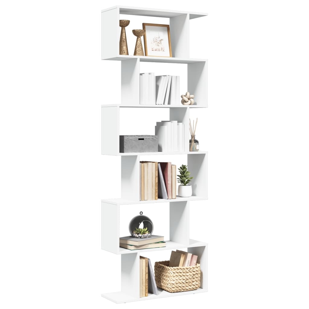 VidaXL Kamerscherm / boekenkast 6-laags 70x24x193 cm bewerkt hout wit