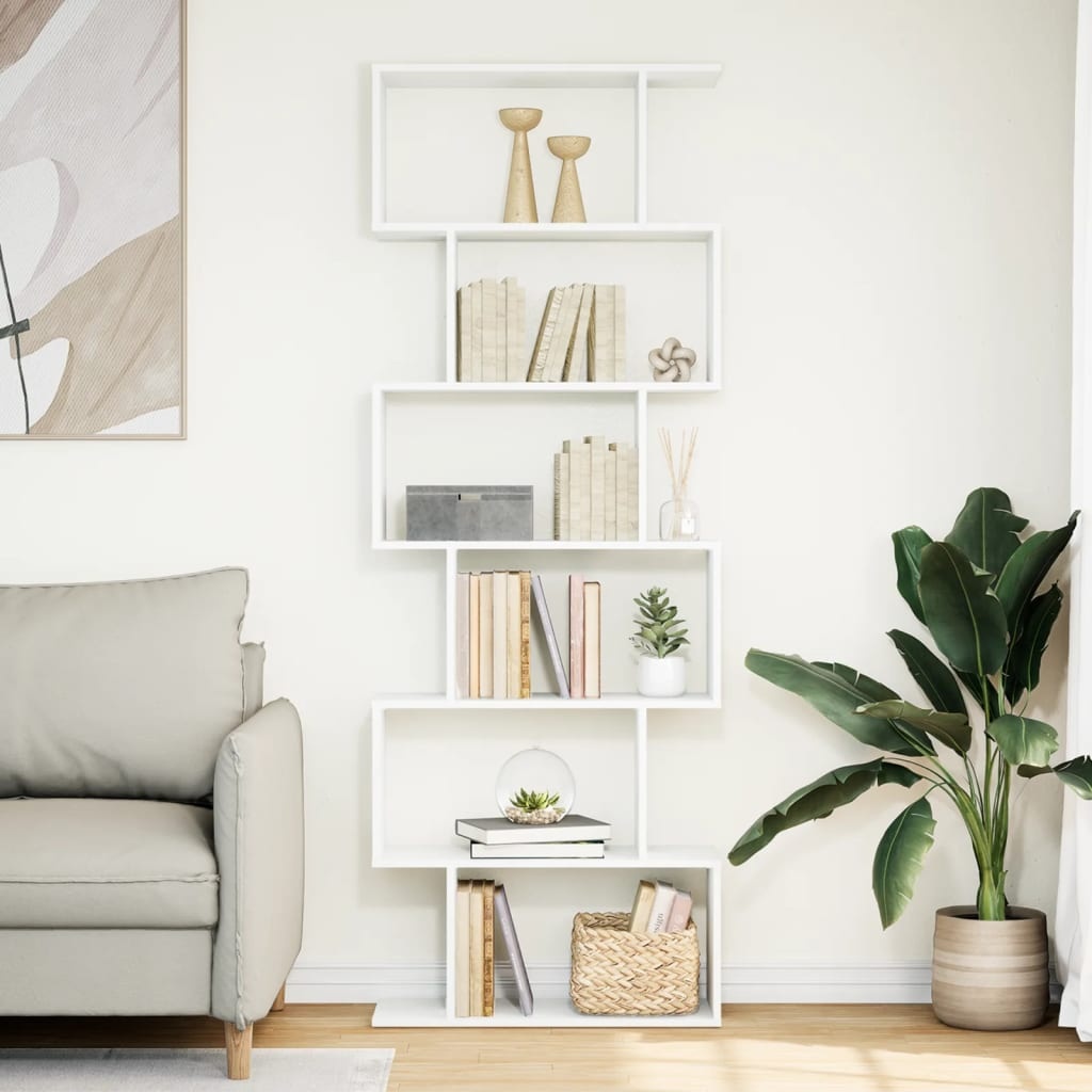 VidaXL Kamerscherm / boekenkast 6-laags 70x24x193 cm bewerkt hout wit