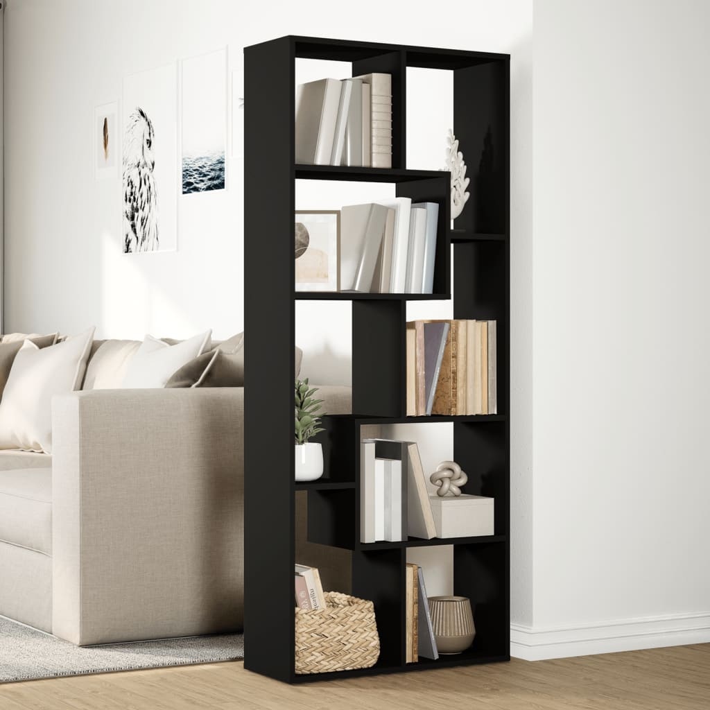 VidaXL Kamerscherm / boekenkast 67x25x161,5 cm bewerkt hout zwart