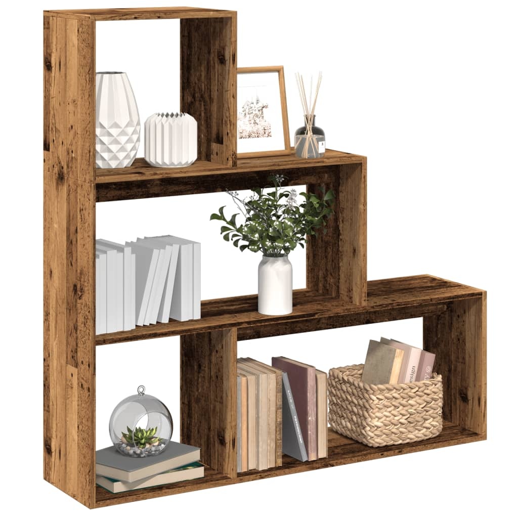 VidaXL Kamerscherm / boekenkast 3-laags 123x29x123 cm hout oud hout