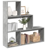 VidaXL Kamerscherm / boekenkast 3-laags 123x29x123 cm hout betongrijs