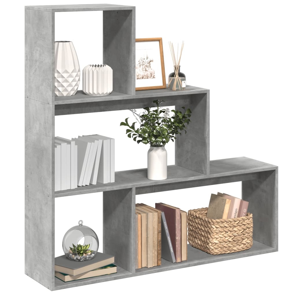 VidaXL Kamerscherm / boekenkast 3-laags 123x29x123 cm hout betongrijs