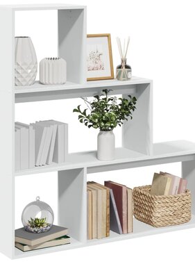 VidaXL Kamerscherm / boekenkast 3-laags 123x29x123 cm bewerkt hout wit