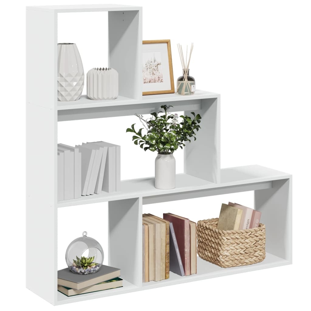 VidaXL Kamerscherm / boekenkast 3-laags 123x29x123 cm bewerkt hout wit