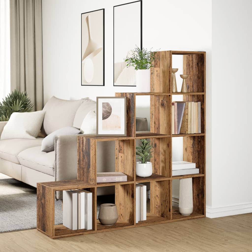 VidaXL Kamerscherm / boekenkast 131,5x29x131,5 cm hout oud hout