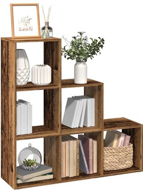 VidaXL Kamerscherm / boekenkast 3-laags 99x29x99 cm hout oud houtkleur