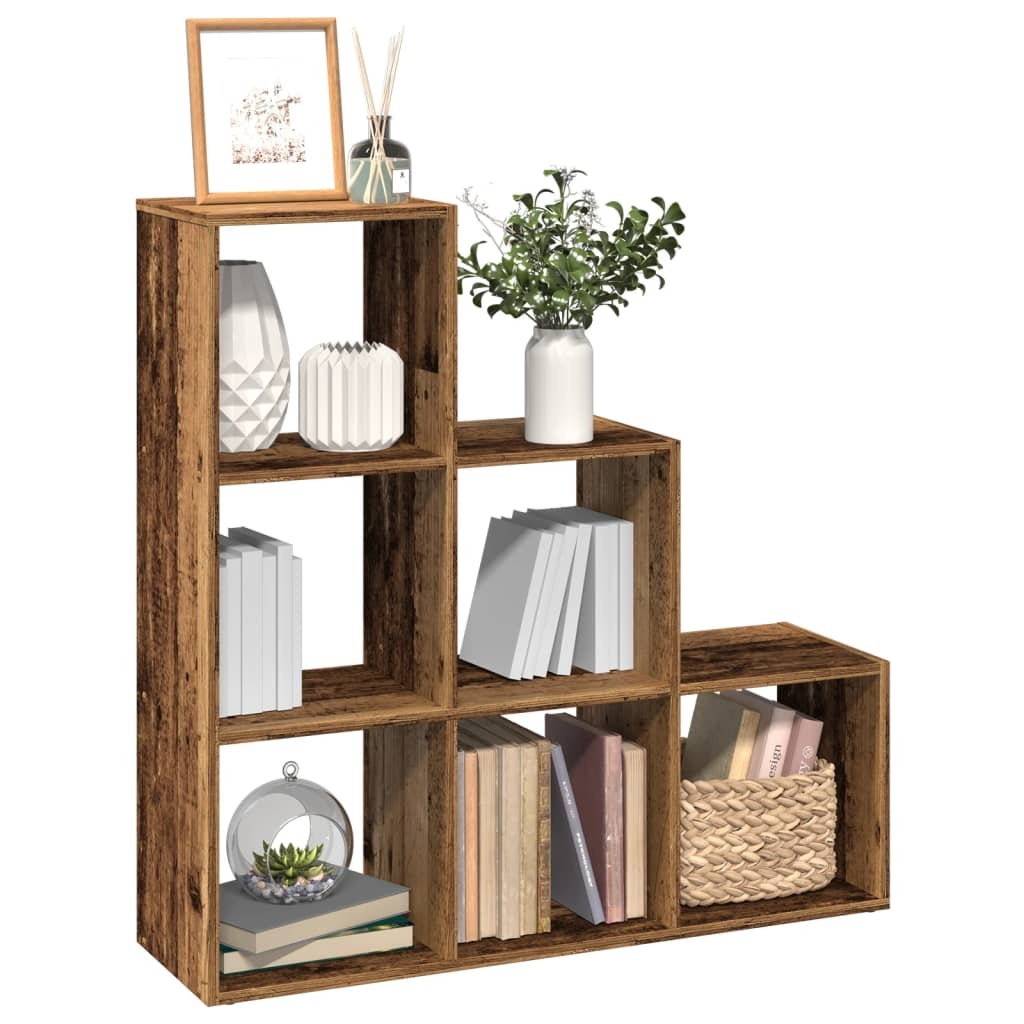 VidaXL Kamerscherm / boekenkast 3-laags 99x29x99 cm hout oud houtkleur