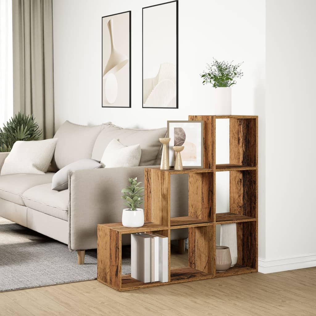VidaXL Kamerscherm / boekenkast 3-laags 99x29x99 cm hout oud houtkleur