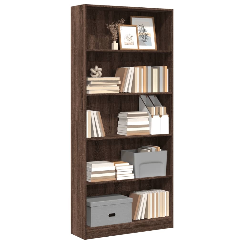 VidaXL Boekenkast 80x24x176 cm bewerkt hout bruin eikenkleurig