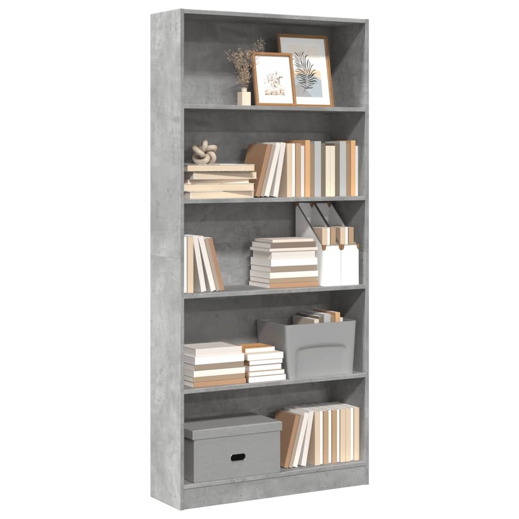 VidaXL Boekenkast 80x24x176 cm bewerkt hout betongrijs