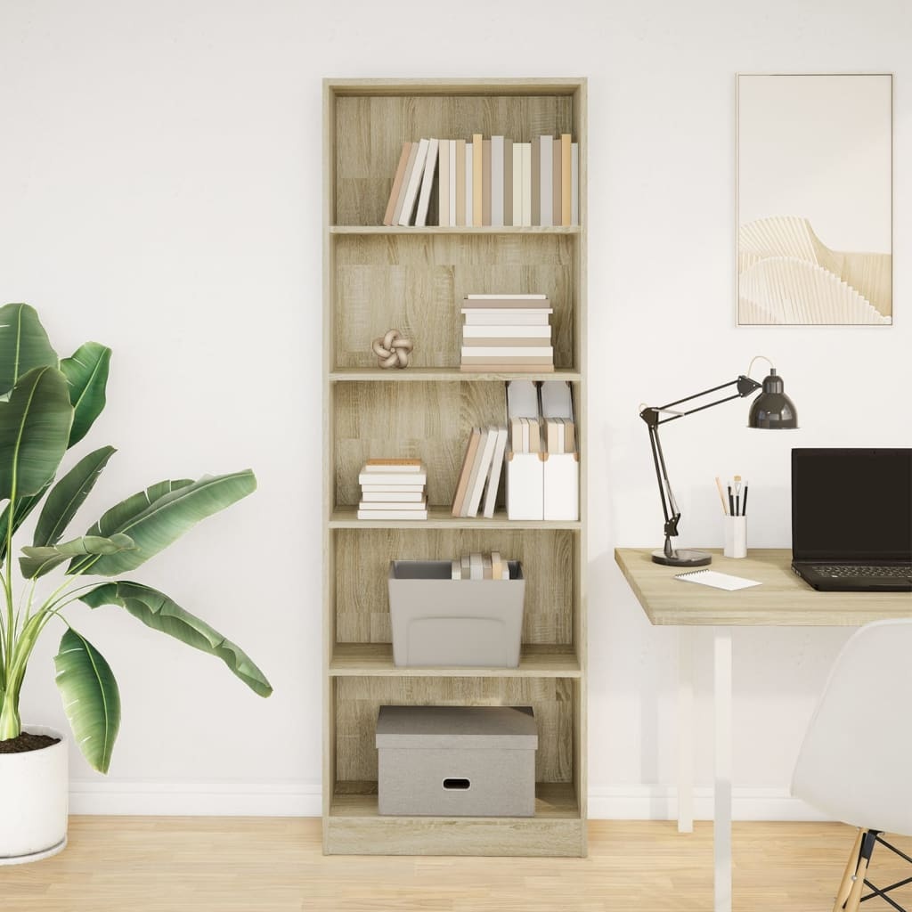 VidaXL Boekenkast 60x24x176 cm bewerkt hout sonoma eikenkleurig