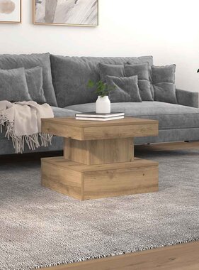 VidaXL Salontafel met LED-verlichting 50x50x40cm artisanaal eikenkleur