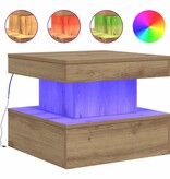 VidaXL Salontafel met LED-verlichting 50x50x40cm artisanaal eikenkleur