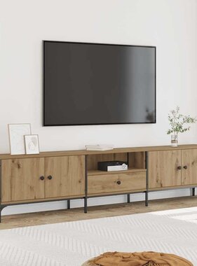 VidaXL Tv-meubel met lade 200x25x44 cm bewerkt hout artisanaal eiken