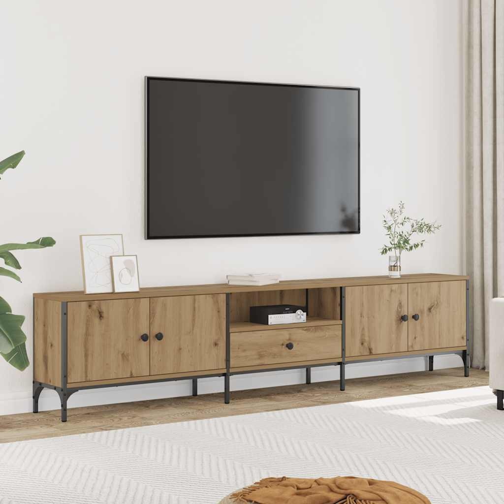 VidaXL Tv-meubel met lade 200x25x44 cm bewerkt hout artisanaal eiken