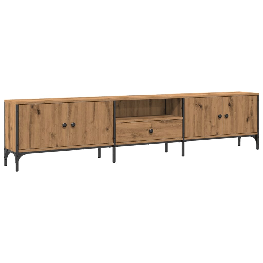 VidaXL Tv-meubel met lade 200x25x44 cm bewerkt hout artisanaal eiken
