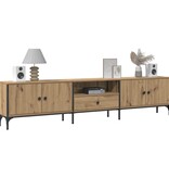 VidaXL Tv-meubel met lade 200x25x44 cm bewerkt hout artisanaal eiken