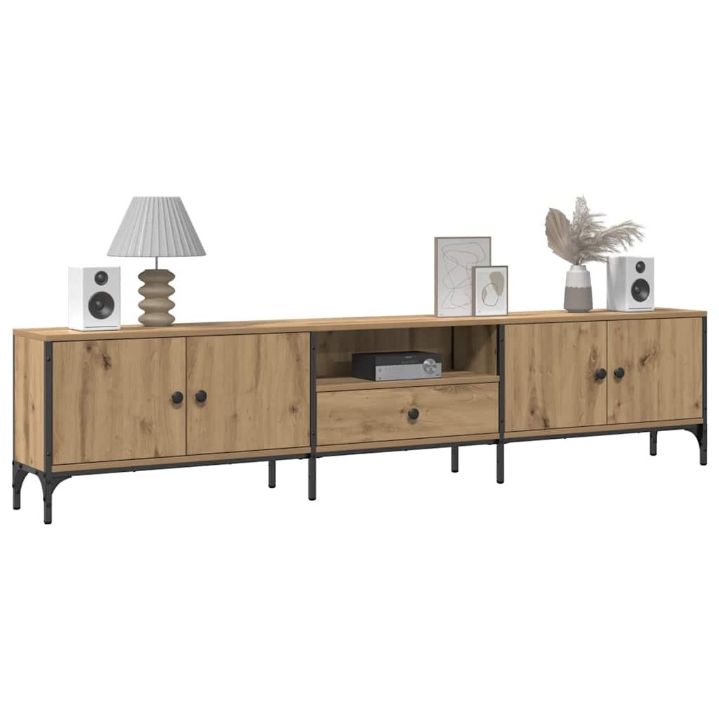 VidaXL Tv-meubel met lade 200x25x44 cm bewerkt hout artisanaal eiken