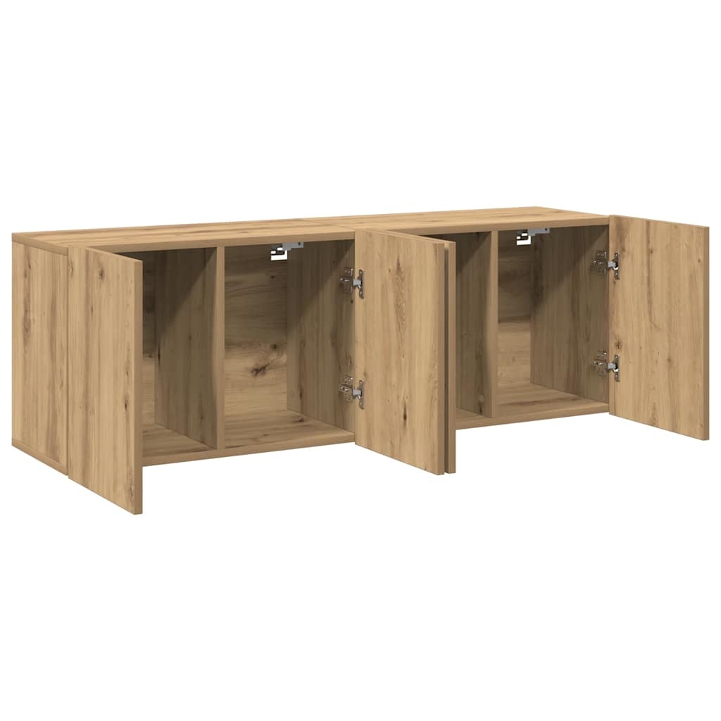 VidaXL Tv-meubels 2 st wandgemonteerd 80x30x41cm artisanaal eikenkleur