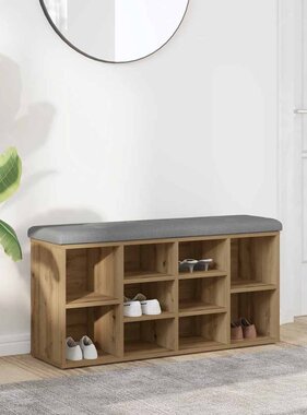 VidaXL Schoenenbank 102x32x50 cm bewerkt hout artisanaal eikenkleur