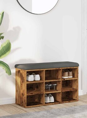 VidaXL Schoenenbank 82x32x50 cm bewerkt hout oud houtkleurig