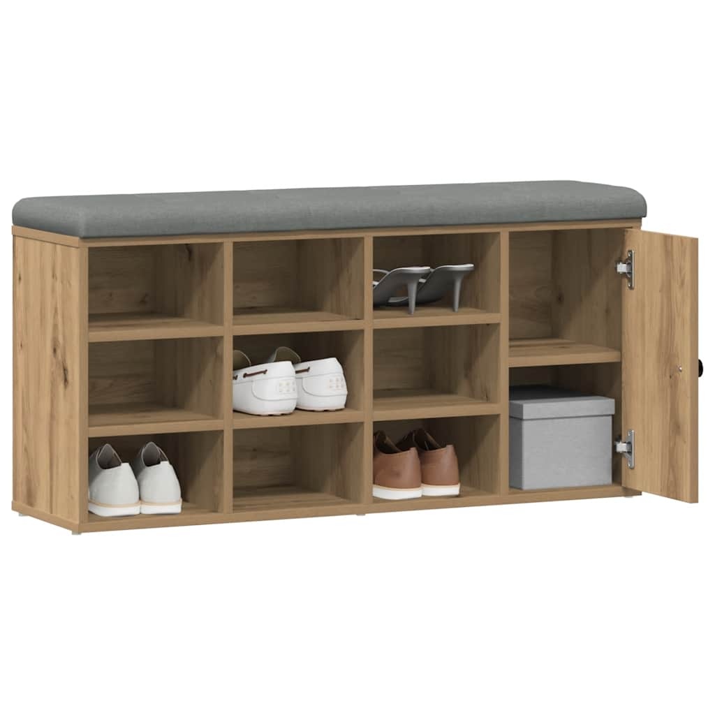 VidaXL Schoenenbank 102x32x50 cm bewerkt hout artisanaal eikenkleur