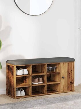 VidaXL Schoenenbank 102x32x50 cm bewerkt hout oud houtkleurig