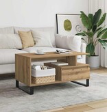 VidaXL Salontafel 90x49x45 cm bewerkt hout artisanaal eikenkleurig