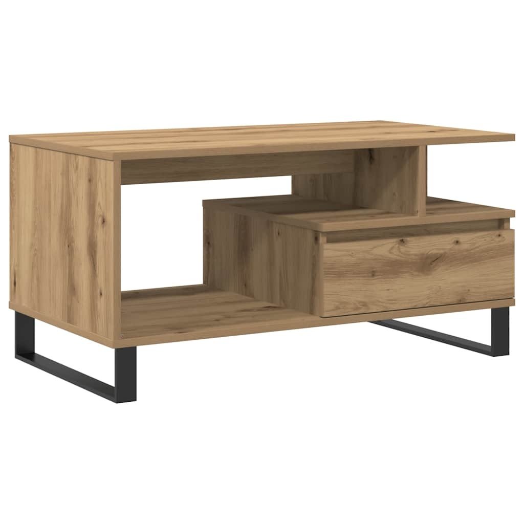 VidaXL Salontafel 90x49x45 cm bewerkt hout artisanaal eikenkleurig