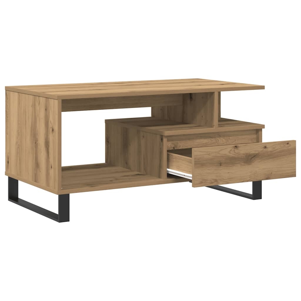 VidaXL Salontafel 90x49x45 cm bewerkt hout artisanaal eikenkleurig