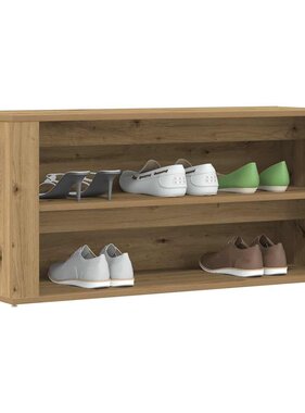 VidaXL Schoenenbankje 100x35x45 cm bewerkt hout artisanaal eikenkleur