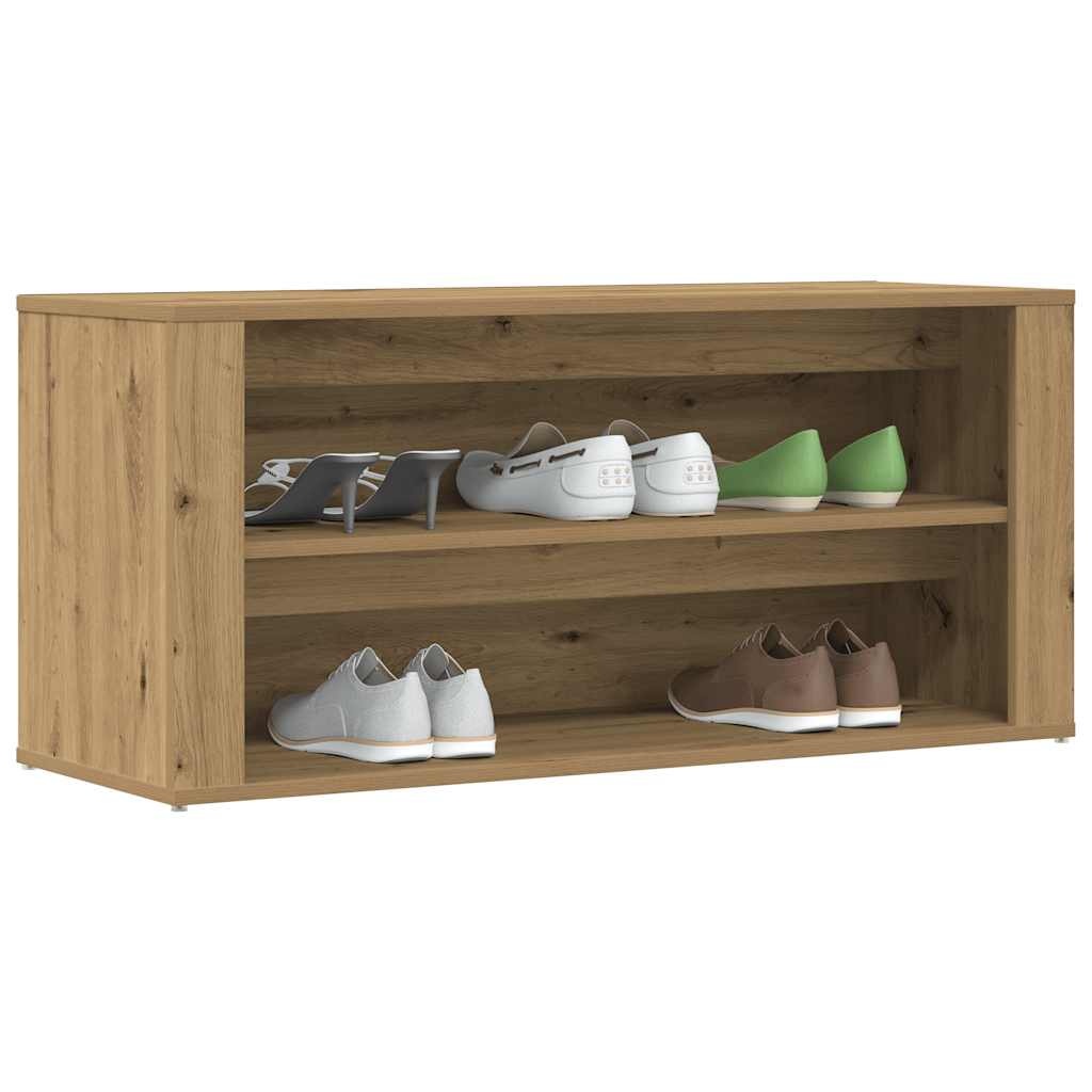 VidaXL Schoenenbankje 100x35x45 cm bewerkt hout artisanaal eikenkleur