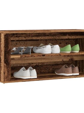 VidaXL Schoenenbank 100x35x45 cm bewerkt hout oud houtkleurig