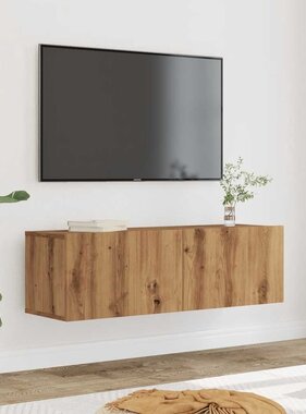 VidaXL Tv-meubels 2 st wandgemonteerd 100x30x30 cm artisanaal eiken