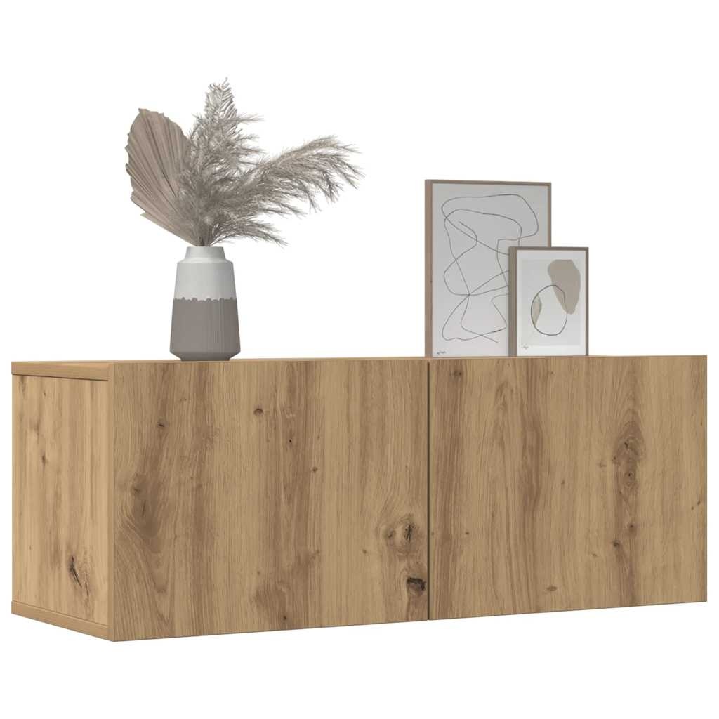 VidaXL Tv-meubels 2 st wandgemonteerd 80x30x30cm artisanaal eikenkleur