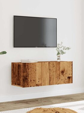 VidaXL Tv-meubels 2 st wandgemonteerd 80x30x30 cm oud houtkleurig