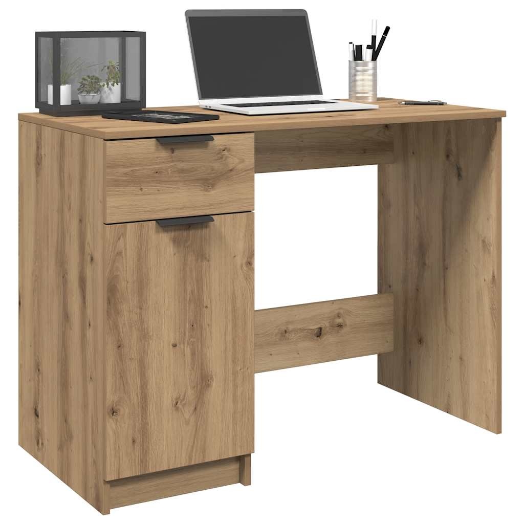 VidaXL Bureau 100x50x75 cm bewerkt hout artisanaal eikenkleur
