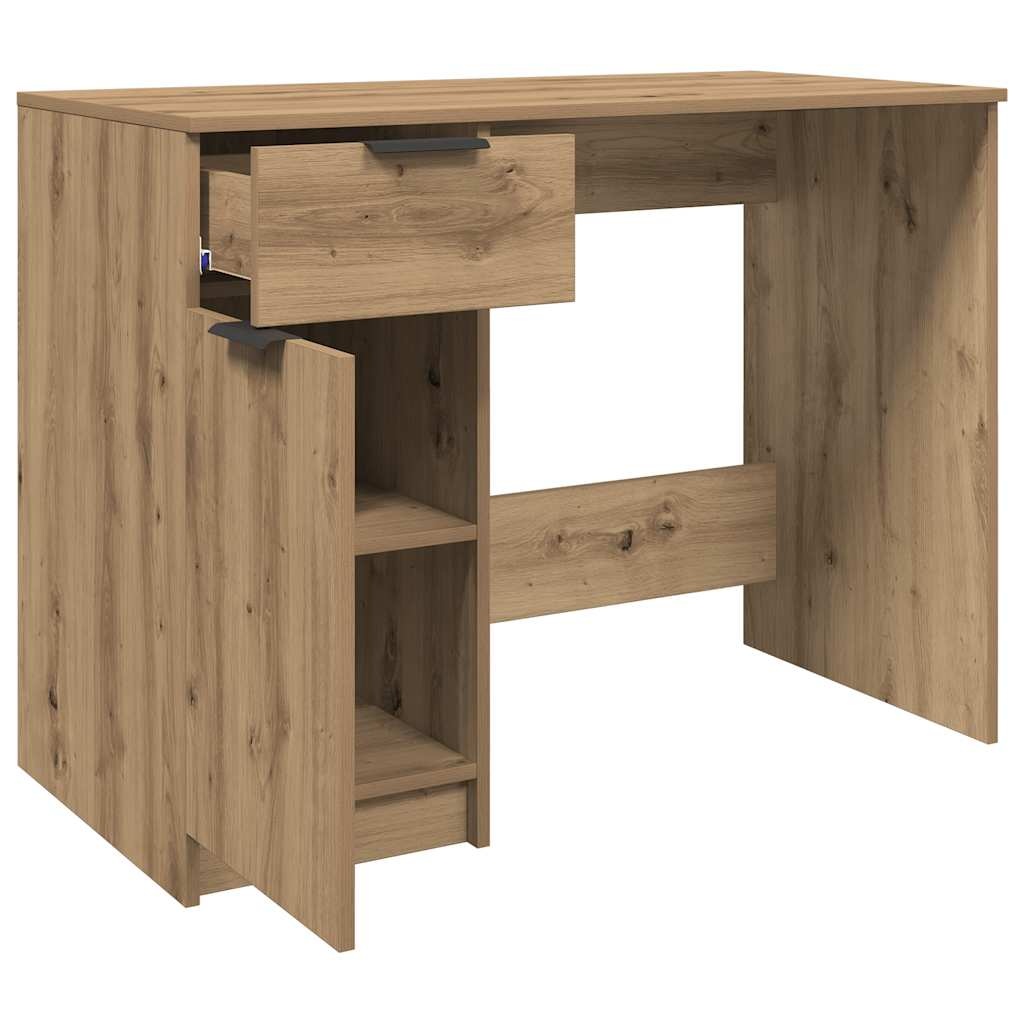 VidaXL Bureau 100x50x75 cm bewerkt hout artisanaal eikenkleur