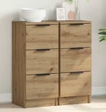 VidaXL Dressoirs 2 st 30x30x70 cm bewerkt hout artisanaal eikenkleur