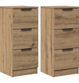 VidaXL Dressoirs 2 st 30x30x70 cm bewerkt hout artisanaal eikenkleur