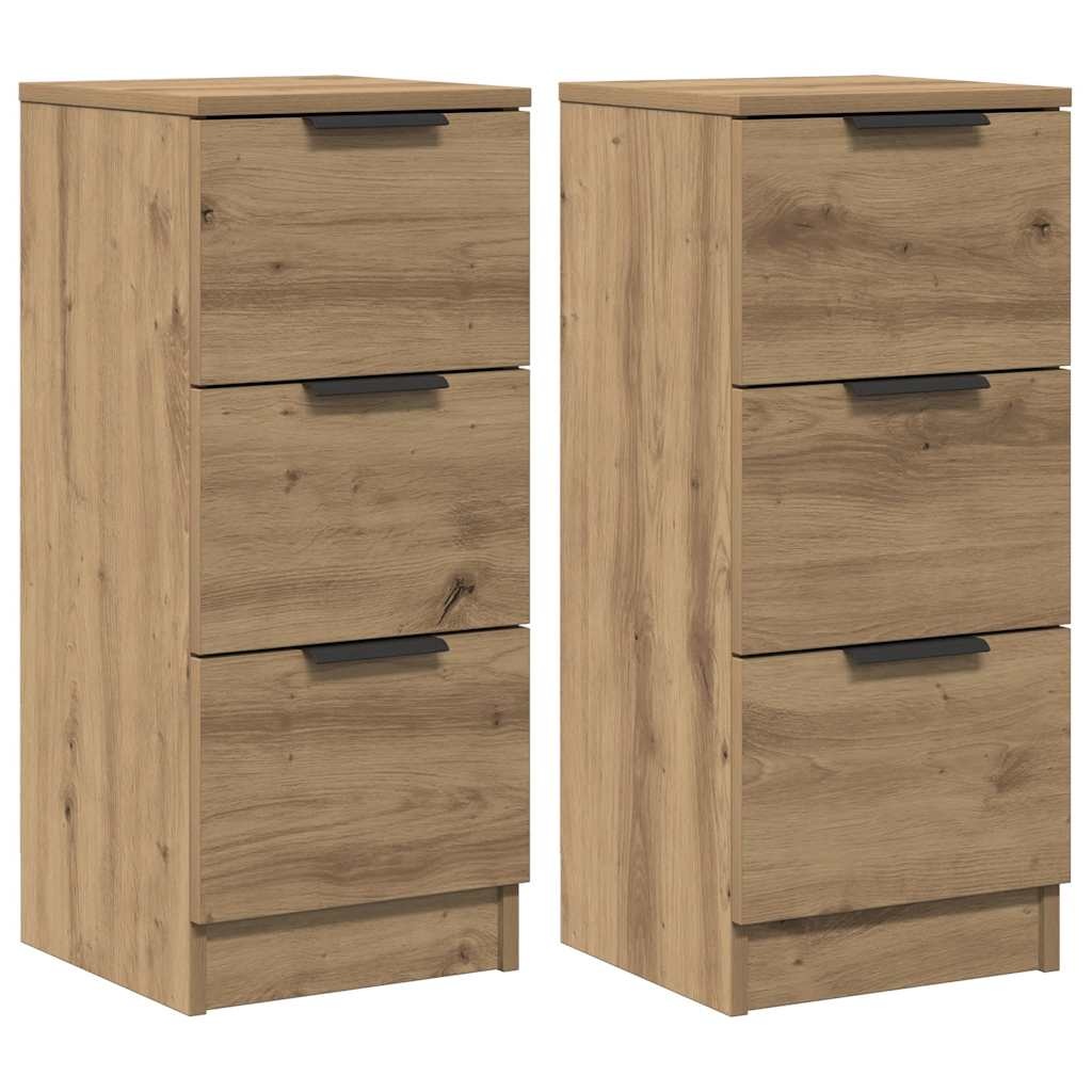 VidaXL Dressoirs 2 st 30x30x70 cm bewerkt hout artisanaal eikenkleur