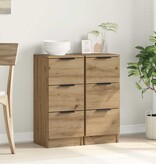 VidaXL Dressoirs 2 st 30x30x70 cm bewerkt hout artisanaal eikenkleur