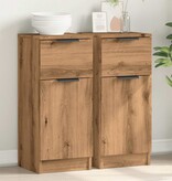 VidaXL Dressoirs 2 st 30x30x70 cm bewerkt hout artisanaal eikenkleur
