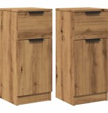 VidaXL Dressoirs 2 st 30x30x70 cm bewerkt hout artisanaal eikenkleur