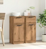 VidaXL Dressoirs 2 st 30x30x70 cm bewerkt hout artisanaal eikenkleur