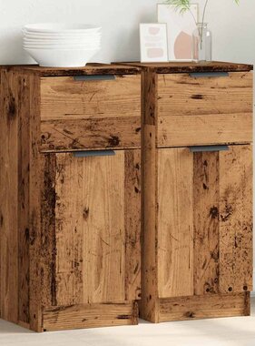 VidaXL Dressoirs 2 st 30x30x70 cm bewerkt hout oud houtkleurig