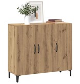 VidaXL Dressoir 90x34x80 cm bewerkt hout artisanaal eikenkleur