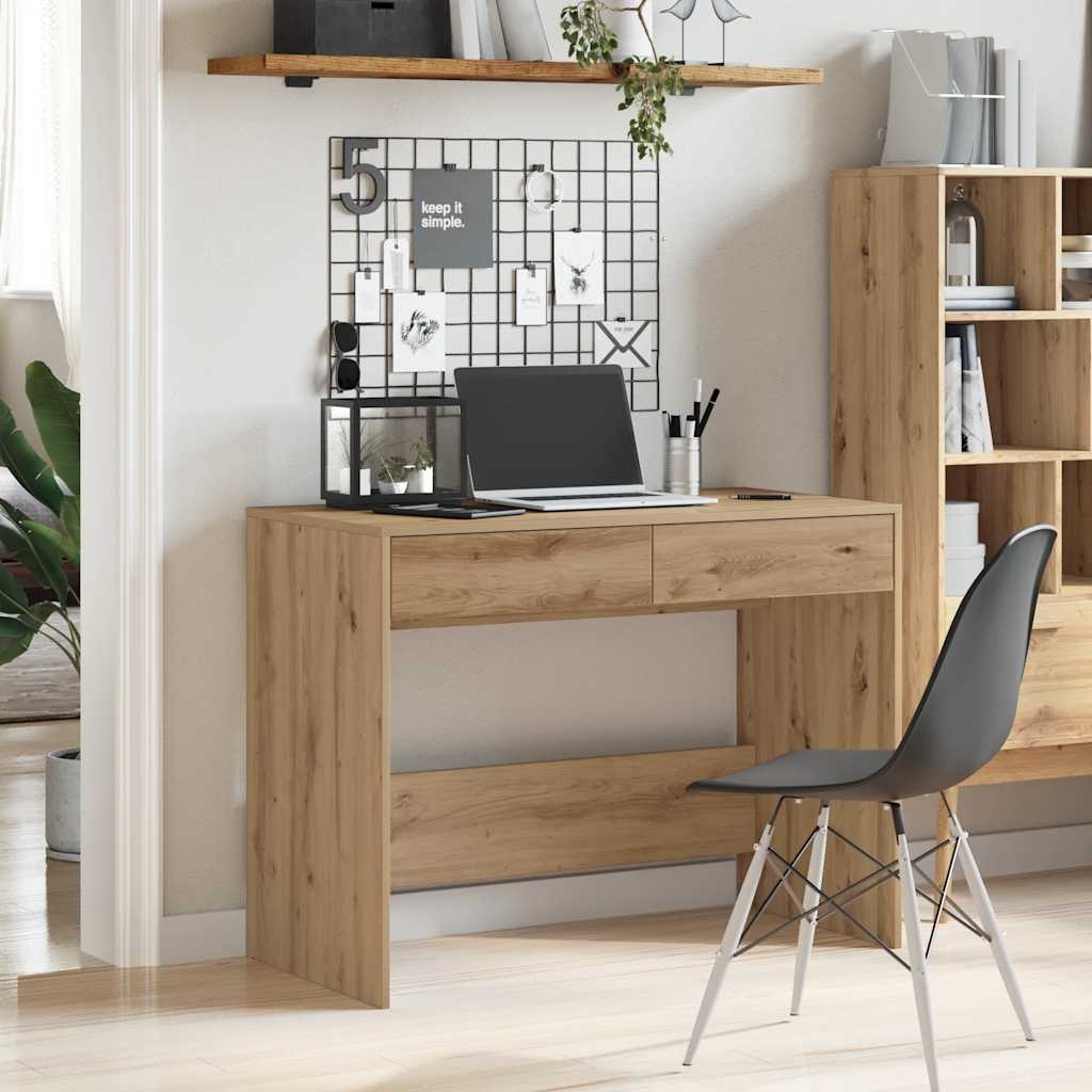 VidaXL Bureau 101x50x76,5 cm bewerkt hout artisanaal eikenkleur